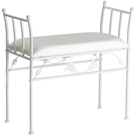 LOLAhome Banqueta pie de Cama de Metal Blanca de 64x68x30 cm