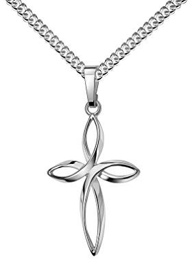 Kreuz-Anhänger mit Infinity Symbol für Damen, Herren und Kinder als Kettenanhänger Silber-Kreuz 925 Sterling-Silber mit Schmuck-Etui