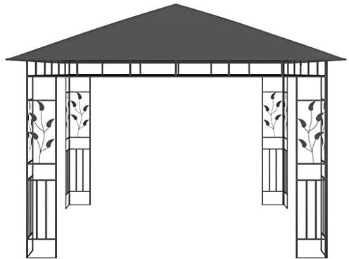 Tidyard Patio-Pavillon im Freien, Pergola-Pavillon aus Stahl mit weichem Verdeck und Moskitonetz, für Grill, Deck, Strand, Veranda, Garten oder Sonnenschirm, Anthrazit
