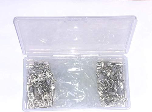 Movilideas - Caja con 100 terminales faston de 6.3 mm (50 machos y 50 hembras) y 100 fundas de goma Terminales para crimpar