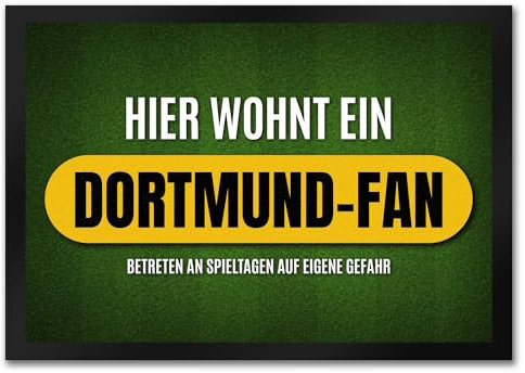 trendaffe - Hier wohnt EIN Dortmund-Fan Fußmatte mit Rasen Motiv Fußball Dortmund Tor Verein