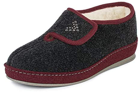 Schawos Chausson en Feutre pour Femmes, modèle Johanna, Chausson de qualité pour l'hiver, lit de Pied Anatomique, Amortissement Actif du Talon, Doublure Chaude.