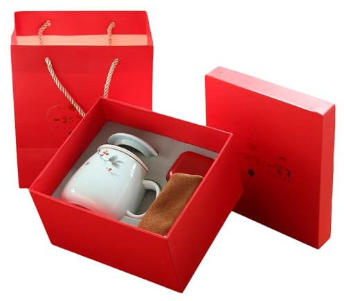 G-LIKE Porzellan Teetasse 3er Set Geschenkbox - Traditionelles Chinesisches Teegeschirr Persönliche Tasse Glasur Keramik Trinkgefäß mit Deckel und Sieb Geschenk für Damen Herren (Hellblau)