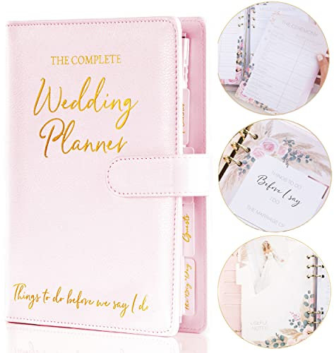 Hochzeitsplaner-Buch und Organizer für die Braut 2021, rosa Kunstleder, Goldfolie, Prägung Busy Planning Our Wedding Day, Hochzeitsbinder, Verlobungsgeschenke für Frauen