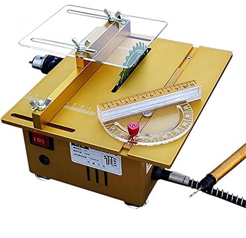 KUANDARMX Mini Table Saw, Handmade Woodworking Bench Lathe Diy Model Cutting Saw Machinery Machine Metal Cutter Electric Polisher