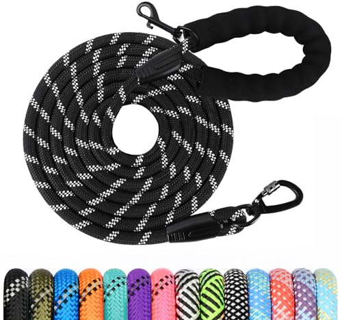 Hundeleine, 1,2 m/1,5 m/2 m/3 m/5 m/10 m/20 m/30 m, mit gepolstertem Robuste Hundeleine, geeignet für das Training und Spazierengehen kleine mittelgroßer und Hunde Abschließbarer Karabine