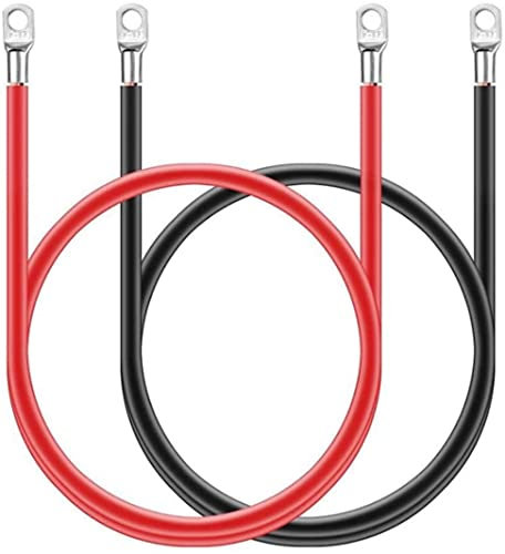 KOMUNJ 2 cavi batteria da 50 cm, 12 V rosso e nero, in rame, cavo di alimentazione per auto, con 2 occhielli, per moto, batteria solare auto, ecc