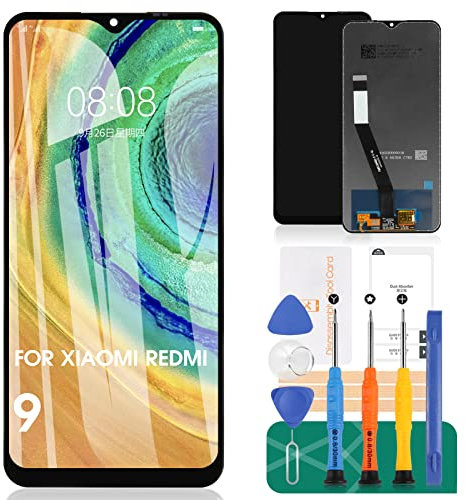 Para Xiaomi Redmi 9 Pantalla LCD para Redmi 9 Reemplazo de pantalla M2004J19G Pantalla táctil Digitalizador Asamblea M2004J19C Kits de piezas de reparación (negro sin marco)