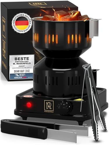 Hornillo Eléctrico Cachimba Shisha M.ROSENFELD de carbon – Cocina Hornillo Electrico con Rejilla – Fire Tower 3.0 – Encendedor Carbon Shisha Bajo Consumo