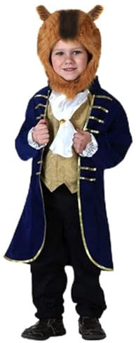 Costume da Principe Azzurro per Bambini Bambini Halloween Fiaba La Bella E La Bestia Cosplay Carnevale Festa a Tema Costume da Principe Giacca + Gilet + Pantaloni + Fascia Bestia 2-3 Anni