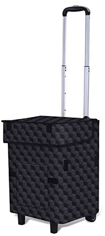 Einkaufstrolley Klappbar mit Rollen, Einkaufswagen Handwagen Schultertaschen Trolley-Tasche mit Teleskopieren Spurstange aus Aluminiumlegierung 41L Große Kapazität Wasserdicht Tragbar (3D Cube )