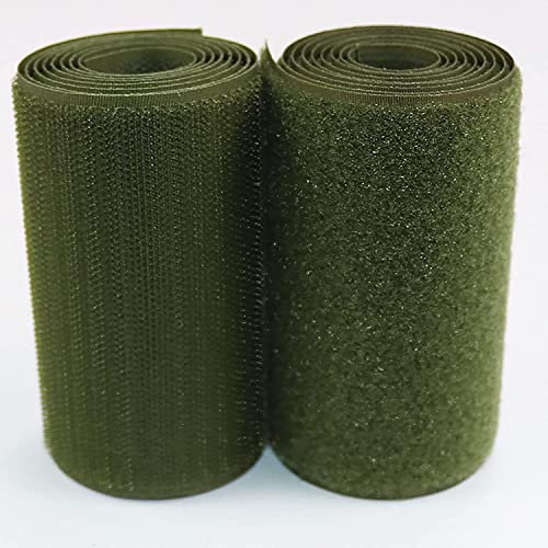 Nastro a strisce con forte, da cucire, nastro di nylon, applicazioni di assemblaggio e giunzione, per casa e ufficio (verde militare, 10 cm x 1 m)