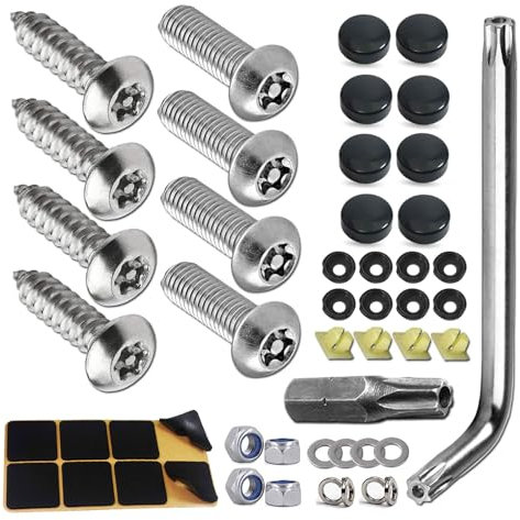 Tornillos para Matrícula, Tornillos Antirrobo para Matrícula, Tornillos de Seguridad para Matrícula, Tornillo de Fijación de la Matrícula, 50ps Tornillos de la Placade Matrícula, Para de Automóviles
