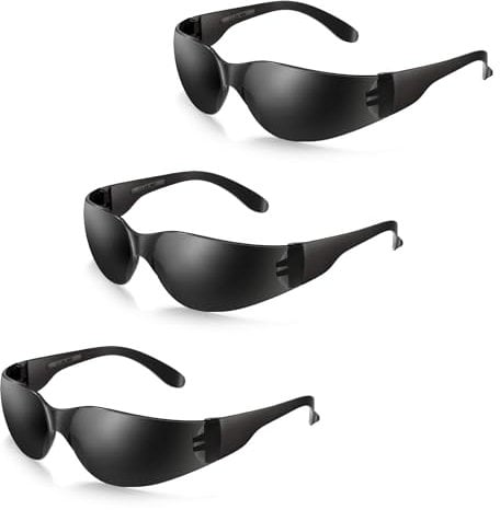 SATTRON 3 Pack Safety Glasses Tinted Scratch Resistant Impact Resistant Dark Lens for UV Protection