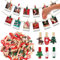 Noël Pinces à Linge en Bois,60 Pièces Clips photo en bois de noël,mini clips pour photos de Noël,Pinces en bois pour décoration de Noël