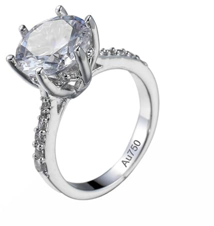 Epinki 18K Weiß Gold Au750 Trauringe, Solitär 6 Klaue Partnerringe mit Labor Erstellt Diamant, Hochzeitsring Moissanit Echter Schmuck, Gr.58 (18.5)