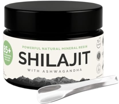 VitalizeNature - Shilajit Harz mit Ashwagandha - Original Himalaya-Shilajit (Mumijo) ohne Zusätze & laborgeprüft - 100% natürlich, enthält Spurenelemente und Mineralstoffe, 1 x 30g