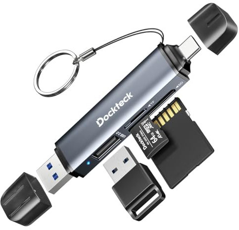 SD Card Reader, Dockteck USB3.0 A/M&C/M to TF/SD3.0 2 IN 1 Card Reader, High Speed Memory Stick Reader Multity-Slot OTG Reader for UHS-I SD/Micro SD/SDHC/SDXC/MMC