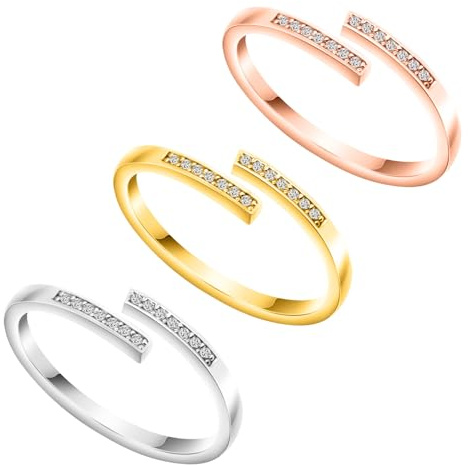 Kucheed 3 Stück Zehenringe für Frauen, Verstellbarer Hypoallergener Bandring aus Zirkonia,Silber/Roségold/Gold Zehenring Set Strand Fußschmuck für Den Sommer,Zehe Finger Gemeinsam Schwanz Ring