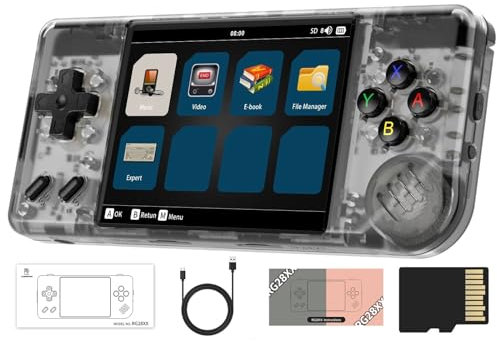 RG28XX Retro Handheld Spielkonsole , 2.83 Inch IPS Screen Linux System Built-in 64G TF Card 5516 Games Support Multimedia Application and HDMI TV Output(Transparent Black)