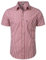 PARKLEES Chemise décontractée à carreaux boutonnée en coton à manches courtes pour homme, coupe régulière avec poche, Vichy rouge, Taille L
