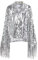 Himllauen Lässige Damenjacke mit Pailletten, langärmelig, einfarbig, offener Blazer mit Quasten, sexy Clubwear für Party, Ausgehen, Clubs für Sommer, Herbst, silber, 36