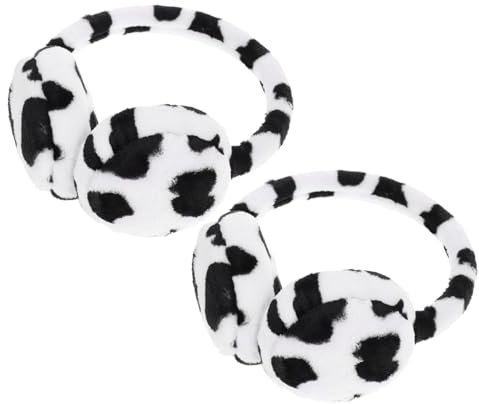 DEARMAMY 2pezzi Paraorecchie Donna Estivi Copriorecchie Regolabili in Feltro Morbido Isolamento Dal Freddo Design Ergonomico Accessorio Moda Invernale Motivo Mucca Durevole e Robusto