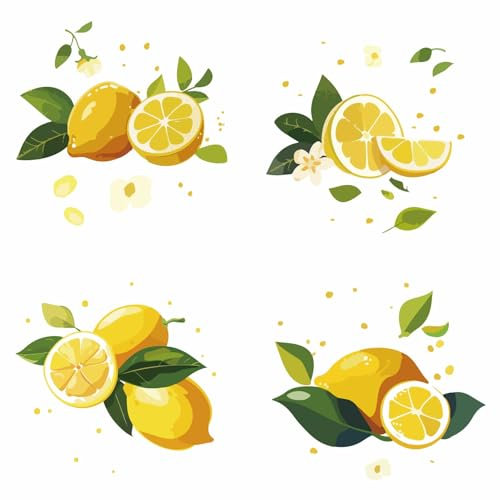 GORGECRAFT 4 Stili Adesivi per Finestre A Forma di Limone Adesivi per Finestre Scorrevoli Statici per Porte in Vetro con Frutta Estiva Adesivi Decorativi Rotondi Bifacciali per Prevenire 16x16cm