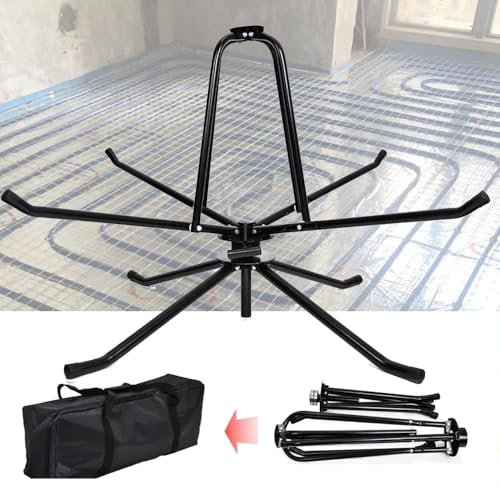 Für Fußbodenheizungsrohr Aufwickler 16-32 mm PEX PERT AL/PEX Verbundrohr des Fußbodenheizung Max.300KG 600 Meter Kabel Aufroller Rohrhaspel Abrollgerät Abroller mit Tasche-Schwarz