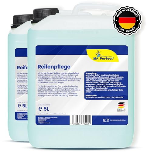 Mr. Perfect® 2x5L Reifenglanz - Auto Kunststoffpflege & Gummipflege für Außen - Schwarz - Reifenpflege für Reifenglanz - Autoreifen Pflege und Reifen Reiniger - Reifenschwarz Auto