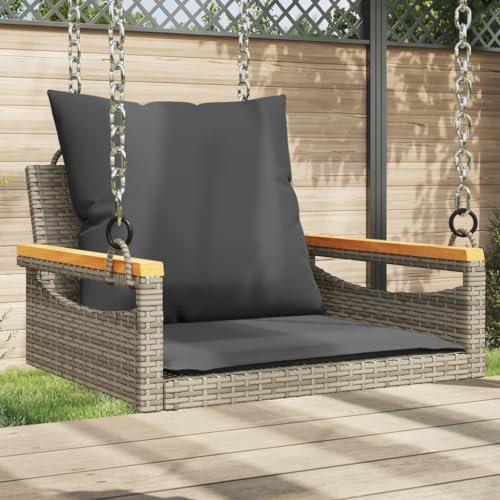 Xichuzi Hängesessel mit Kissen Grau 63x62x40 cm Poly Rattan, Garten Möbel, Hängesessel Outdoor, Jugendzimmer, Hängestuhl, Hanging Chair, Liebesschaukeln, Hängeschaukel Outdoor - 368165
