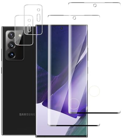 QZJinch 2+2 Piezas,Protector Pantalla para Samsung Galaxy Note 20 Ultra,Ultra Transparente,3D Cobertura Completa,Antiarañazos, Antihuellas,Sin Burbujas, Dureza 9H