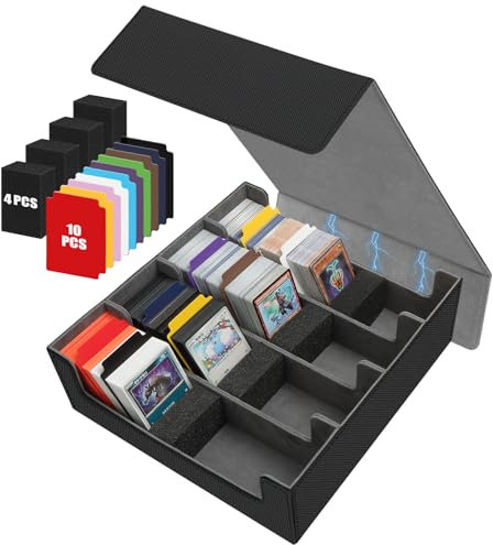 POKIENE Trading Card Storage Box with Drawers, Detachable Labels, for TCG, MTG, PTCG, Sports Cards (Black Gray)