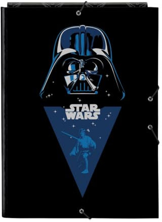Star Wars Rebellion Ordner mit 3 Klappen, ideal für Kinder verschiedener Altersgruppen, bequem und vielseitig, Qualität und Widerstandsfähigkeit, 26 x 36,5 cm, Schwarz, M, Casual