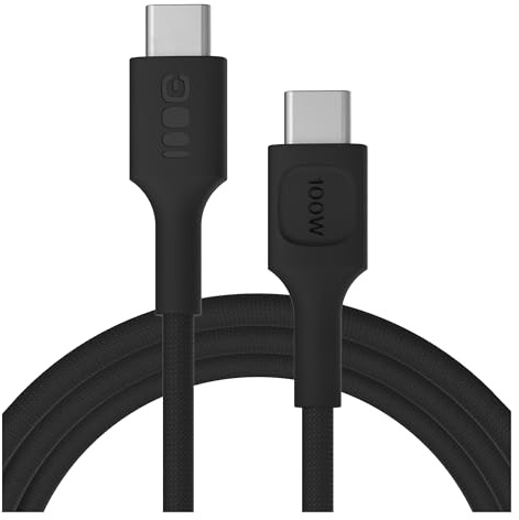 Green Cell PowerStream USB-C Kabel 200cm 100W PD – extralanges USB-C Ladekabel, geflochtenes Nylon, 480 Mbps Datenübertragung, ideal für Sofa, Büro & Homeoffice (Schwarz, 200)