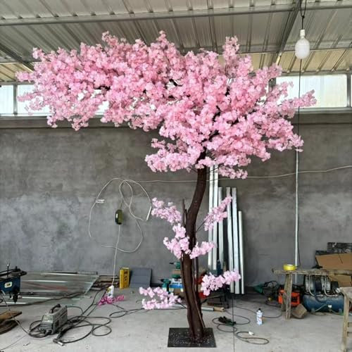 Árbol de cerezo artificial rosa – melocotón de seda grande, hecho a mano, árbol rosa claro, para interiores y exteriores, hogar, oficina, fiesta, boda
