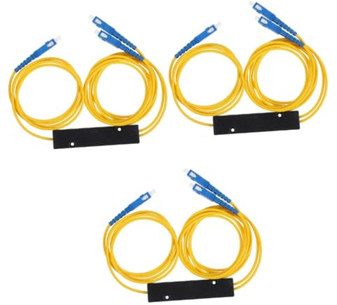 Angoily 3 Stück Fasersplitter optisches kabel splitter optisches kabel verteiler TV-Kabelsplitter LWL-Patchkabel Glasfaser-Internetkabel optische Splitter Kabel für fernseher Kupfer Yellow