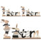 com-four® 3X 2-teiliges Set Oster-Deko aus Holz - Aufsteller mit Schriftzug und Osterhase - Holz-Deko für Ostern zum Hinstellen (6 Stück - Hellbraun)