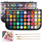 Peinture Aquarelle 48 Couleurs avec 3 Pinceaux et Palette, Adultes et Enfants, Kit Aquarelle Debutant Voyage Portable, Aquarelle école Standard pour Artistes, Peintres Amateurs,Cours D'art