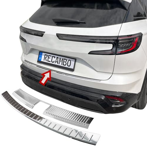 RECAMBO Protection de seuil de chargement en acier inoxydable – Convient pour Renault Austral | à partir de 2022, lot de 2 pièces, aspect chromé poli, pour pare-chocs intérieur et extérieur, avec