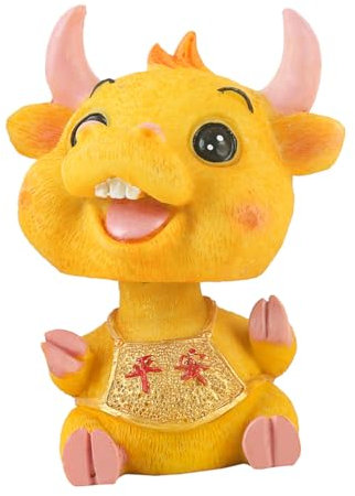 Alipis 1Stück Wackelnde Kuh Figur Auto Lustiges Harz Ornament Für Auto Innendekoration Oder Schreibtisch Mit Schwingendem Kopf Langlebig Und Random Style