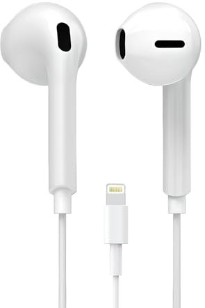 Betron Wired Lightning Earphones with Microphone, White, Compatible with iPhone