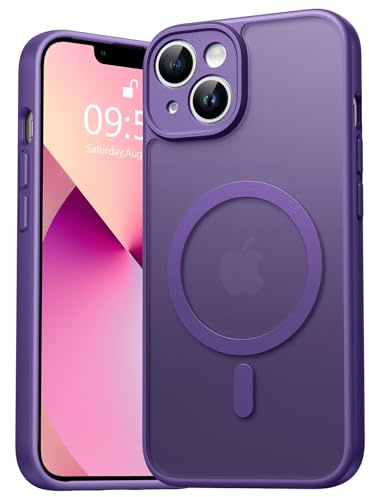 EASDNB für iPhone 13 Hülle für Magsafe mit Kameraschutz, Magnetisch Handyhülle für iPhone 13 Stoßfeste Kratzfeste Durchscheinende Matt Rückseite Schutzhülle für iPhone 13 Case, Lila