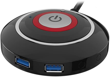 SECFOU USB Reset Taste für Desktop Computer Externer PC Einschaltknopf mit LED ABS Gehäuse Schwarz Ersatz für Computergehäuse