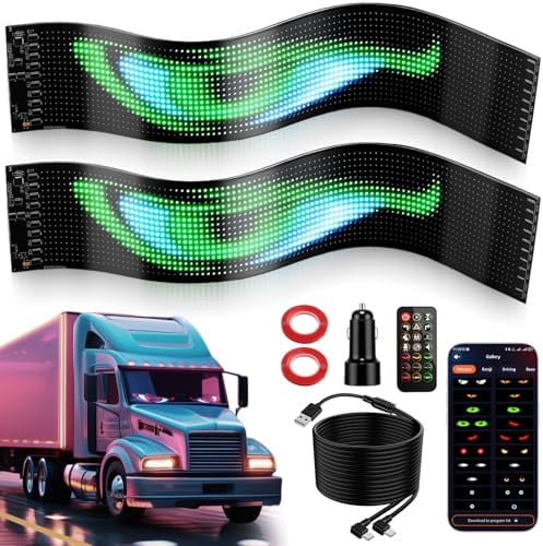 EYPINS 2X Letrero LED Ojo Coche(120 * 595mm), LED Pantalla Flexible IP65 con App Control Remoto, para Autos,Tiendas,Fiestas,Publicidad, Decoración Hogareña