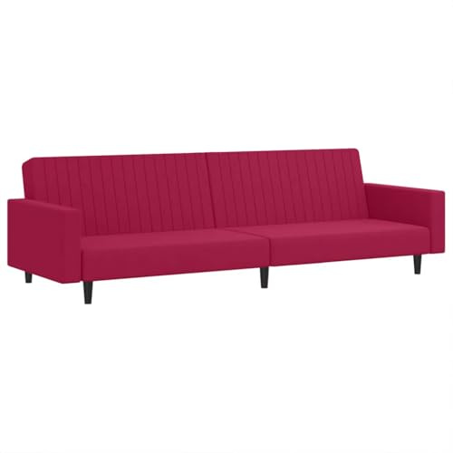 Tomostar Schlafsofa, Schlafsofa, 2-Sitzer, Sofa, Bett, Wohnzimmer, Rot, Bordeaux, Samt