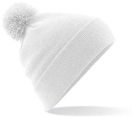Beechfield Unisex Bommelmütze (Einheitsgröße) (Weiß)