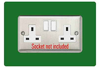 Double Socket Surround, Square Acrylic Back Panel Finger Plate, Decorative Frame for Neat and Tidy Finish, Font Colour:Dark Green