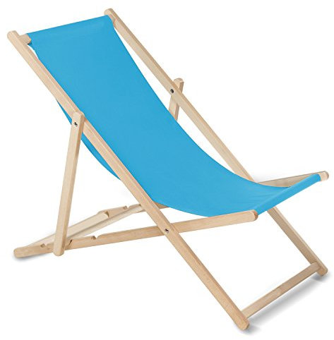Green Blue Liegestuhl Sonnenliege Klappbar aus Buchholz ohne Armlehne Sonnenliege Gartenliege Liege (Hellblau)