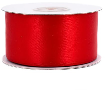 Doppelseitiges Satinband 38mm x 20m Rolle - FARBAUSWAHL in 6/10/25/38mm - farbecht & waschbar - Schleifenband für Hochzeit - Geschenkband zum Verpacken Dekorieren Basteln - Rot 250